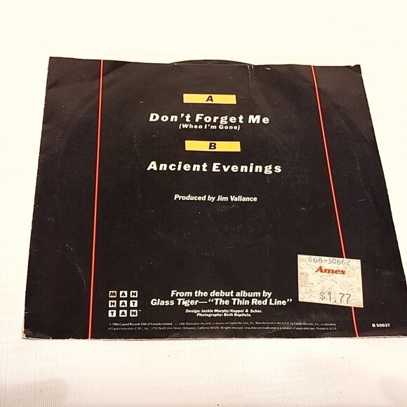 Rock Picture Sleeve 45 Glass Tiger - Don't Forget Me / Ancient Evenings … - Picture 3 of 4